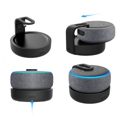 Suporte e carregador para assistente de voz com botão e luzes azuis