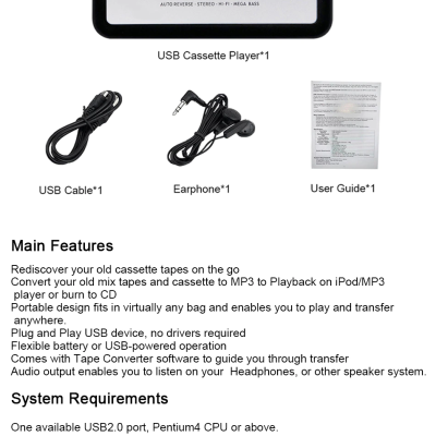 Conversor cassetes para mp3 digital reproductor captura audio USB