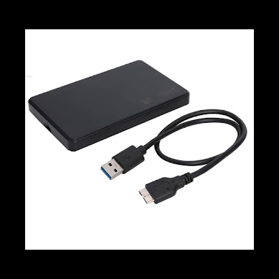 Disco rígido externo preto com cabo USB 3.0 preto