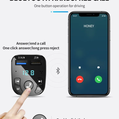 Transmissor FM leitor USB Bluetooth carregador USB Mãos Livres isqueiro carro NOVO