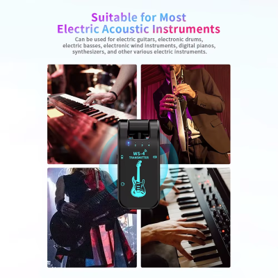 Kit emissor transmissor receptor wireless sem fio guitarra baixo piano amplificador coluna jack 6.35mm