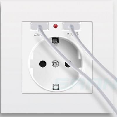 Tomada ficha de parede com 2 saídas USB