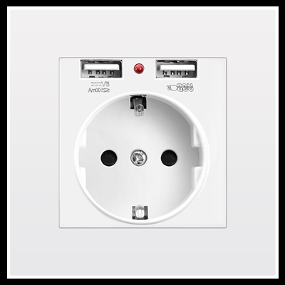 Tomada ficha de parede com 2 saídas USB