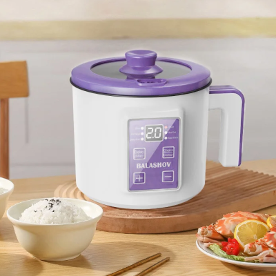 Panela Elétrica Multifunções 220V Cozinhar Arroz Sopas Massa Legumes Portátil com Camada Dupla e Temporizador Digital