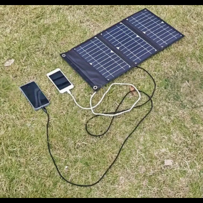 Painel solar 18w carregador solar portatil USB e USB C Dobrável viagem caminhada campismo