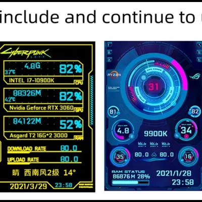 LCD Tela secundária computador Display CPU GPU RAM USB NOVO