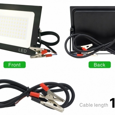 Projeto LED 50W preto com cabo de 1 metro e pinças