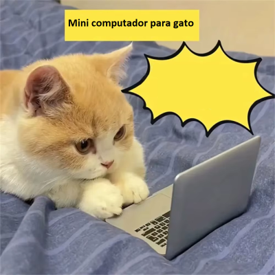 Mini Computador para Gato Cão Animais Brinquedo Interativo com Espelho Portátil e Criativo