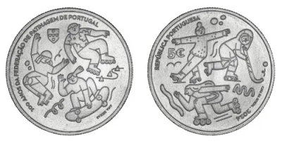 Moeda comemorativa 5€ 5 euros 100 Anos da Federação de Patinagem de Portugal 2024 NOVA