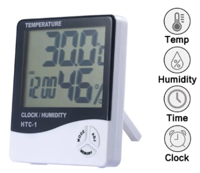 Medidor temperatura humidade casa interior exterior relogio e alarme LCD