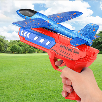 Avião de Brincar com Pistola Lançadora Brinquedo Educativo e Divertido para Crianças Lançamento Manual