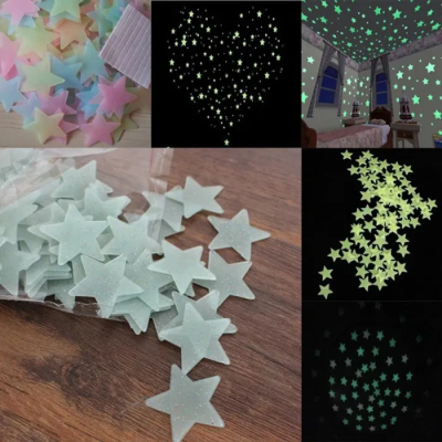 KIT Estrelas que brilham no escuro florescente para decorar quarto casa festa