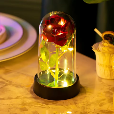 Rosa Eterna com Luzes LED Presente Romântico e Decorativo