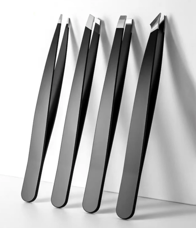 Pack 4 Pinças Aço Inoxidável Profissionais Ferramentas Precisão para Sobrancelhas Pelos Faciais e Depilação de Pêlos Encravados