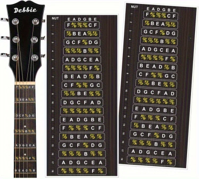 Adesivos Notas para Guitarra Viola Educativos Kit Completo para Escala Fretboard Autocolantes Didáticos Fácil Aplicação e Remoção Aprendizagem Rápida das Notas Musicais