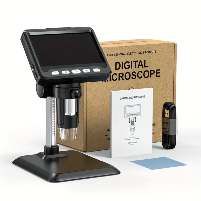 Microscópio Eletrônico Digital de Alta Definição com Tela LCD Câmara Zoom de 1-1000x 8 LED Ajustáveis Bateria de 2000mAh