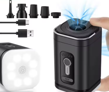 Bomba ar automática portátil a bateria recarregável USB lanterna casa colchão insuflável bola pneu