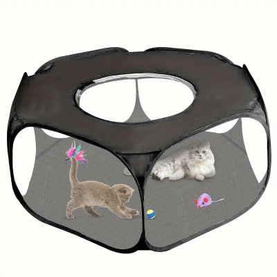 Recinto Brincar Gato Cão Coelho Cobertura Superior para Animais Dobrável Respirável e Portátil – Gaiola de Cercado Esportivo para Gatinhos, Coelhos, Hamsters