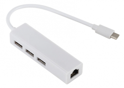 Adaptador USB C para HUB USB 3 portas + Ethernet LAN RJ-45