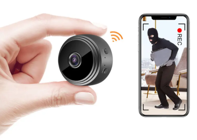 Mini Câmara WiFi Sem Fios Câmera de Vigilância com Visão Noturna, Detecção de Movimento e Monitoramento Remoto via App