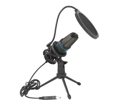 Microfone Condensador USB Estúdio com Tripé e Filtro Pop Streaming Podcast Gaming NOVO