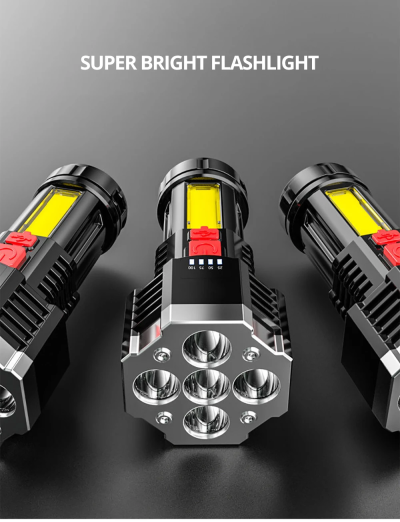 Lanterna LED bateria recarregável USB 5 LED Impermeável