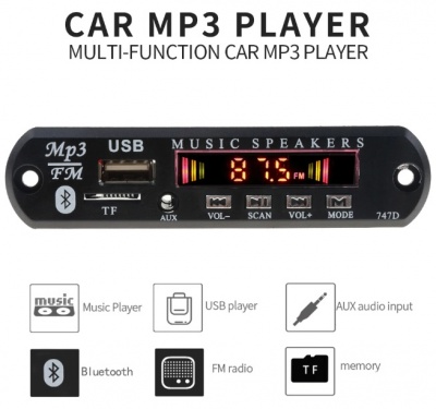 Placa Rádio MP3 com Bluetooth SD USB FM AUX JACK 3.5