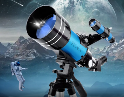 Telescopio astronomico alta potencia cosmos estrelas galaxias lua tripé espaço