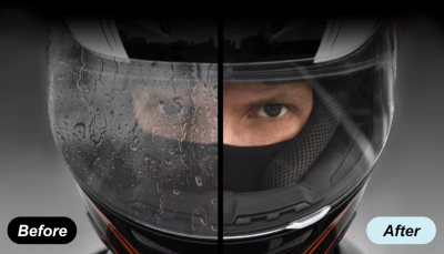 Pelicula anti embaciamento e anti gotas chuva para capacete mota