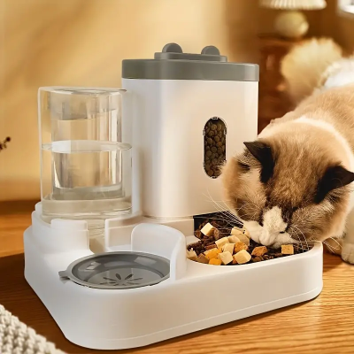 Dispensador comida e agua para gato e cão integrado 2 em 1
