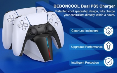 Carregador duplo base comandos Playstation 5 PS5 LED USB C