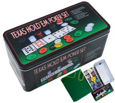 Mesa tabuleiro tapete jogo Blackjack e Poker completo com 200 fichas e caixa