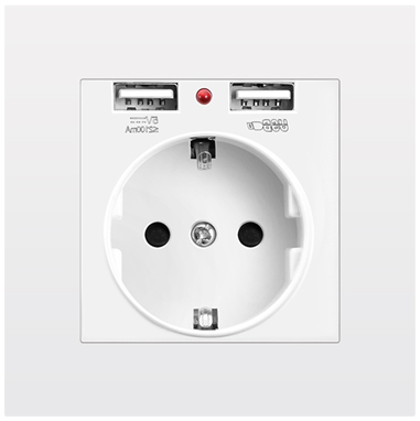 Tomada ficha de parede com 2 saídas USB