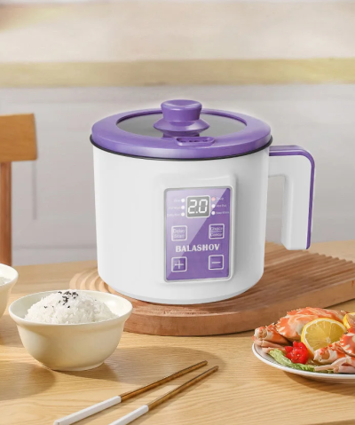 Panela Elétrica Multifunções 220V Cozinhar Arroz Sopas Massa Legumes Portátil com Camada Dupla e Temporizador Digital