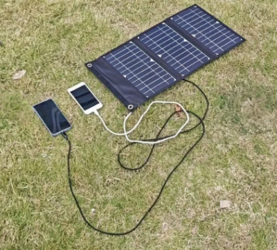 Painel solar 18w carregador solar portatil USB e USB C Dobrável viagem caminhada campismo