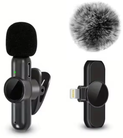 Microfone Lapela Sem Fios iPhone iOS Redução de Ruído Lightning Vídeo Podcast Entrevistas TikTok YouTube Lives