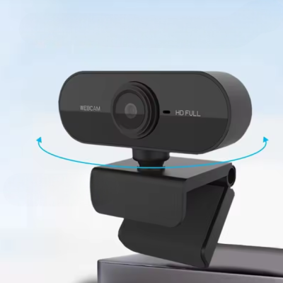 Webcam HD 1080P USB com Microfone Integrado e Rotação Manual 360° Videochamadas Aulas Online Conferências