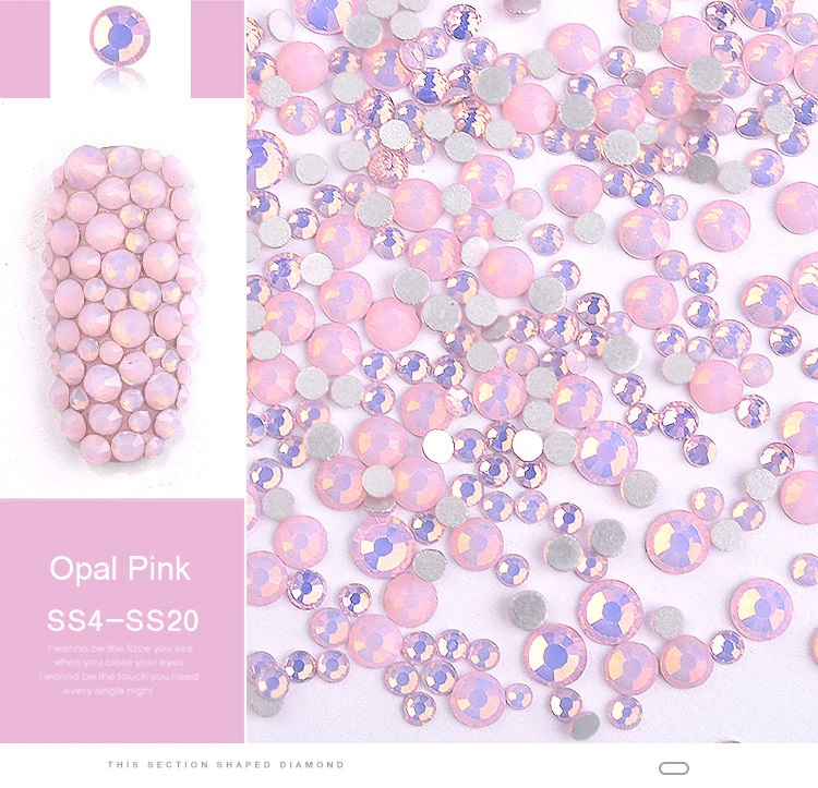 Cristais Rosa Opal - Mix tamanhos
