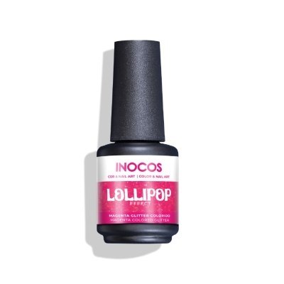 Verniz Gel Inocos - Lollipop Magenta Glitter Colorido (326)