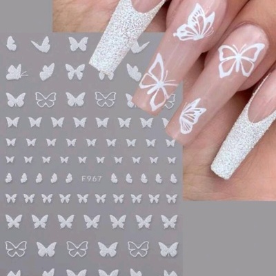 Autocolantes Borboletas Branco Holográfico - F967