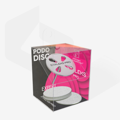 Caixa transparente com discos abrasivos circulares STALEKS PRO EXPERT