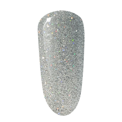 Unha artificial prateada com glitter multicolorido