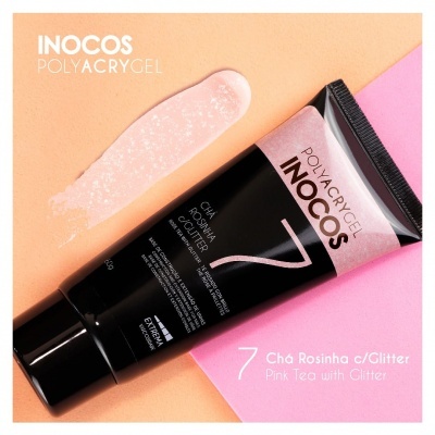 POLYACRYGEL ROSINHA COM GLITTER N.º7 INOCOS