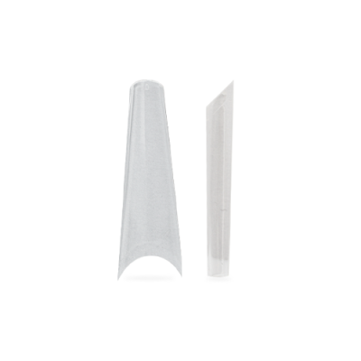 Duas ponteiras transparentes de plástico para utensílios.