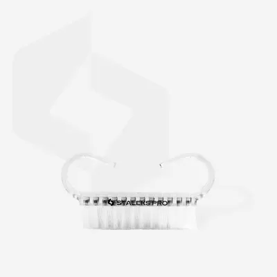 Escova de unhas branca com pega transparente e texto STAŁEKS PRO