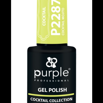Frasco de verniz gel Purple Professional com tampa verde-limão e texto Cocktail mojito