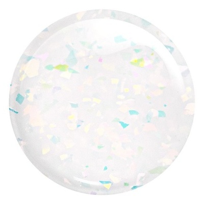 Gota de verniz de unhas transparente com partículas iridescentes coloridas