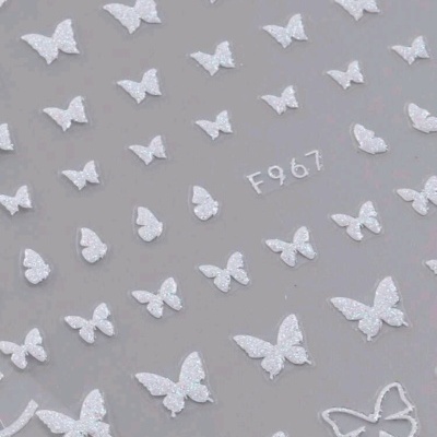 Autocolantes Borboletas Branco Holográfico - F967