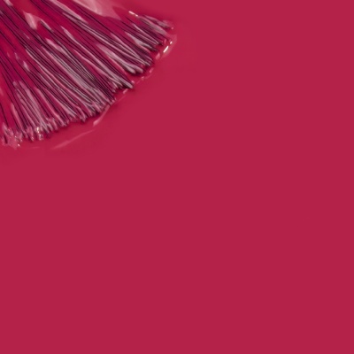 Escova com cerdas vermelhas e brancas sobre fundo vermelho