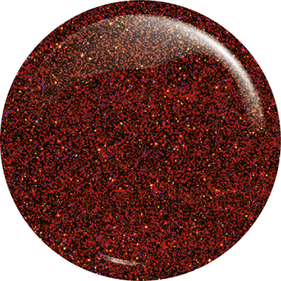 Amostra redonda de verniz para unhas vermelho brilhante com glitter multicolorido